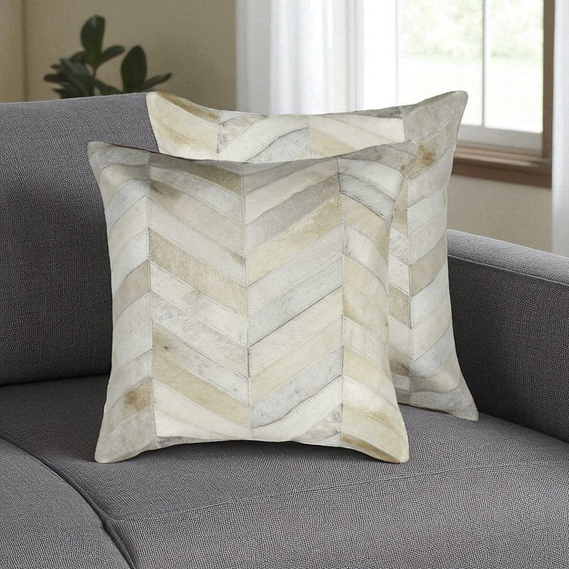 Set of Two Natural Cowhide Throw Pillow - Home Decor