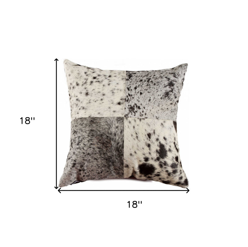 18" White Cowhide Throw Pillow - Home Decor