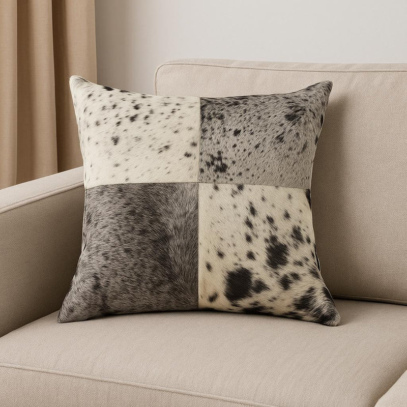 18" White Cowhide Throw Pillow - Home Decor