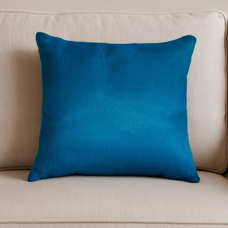 18" Blue Cowhide Throw Pillow - Home Decor