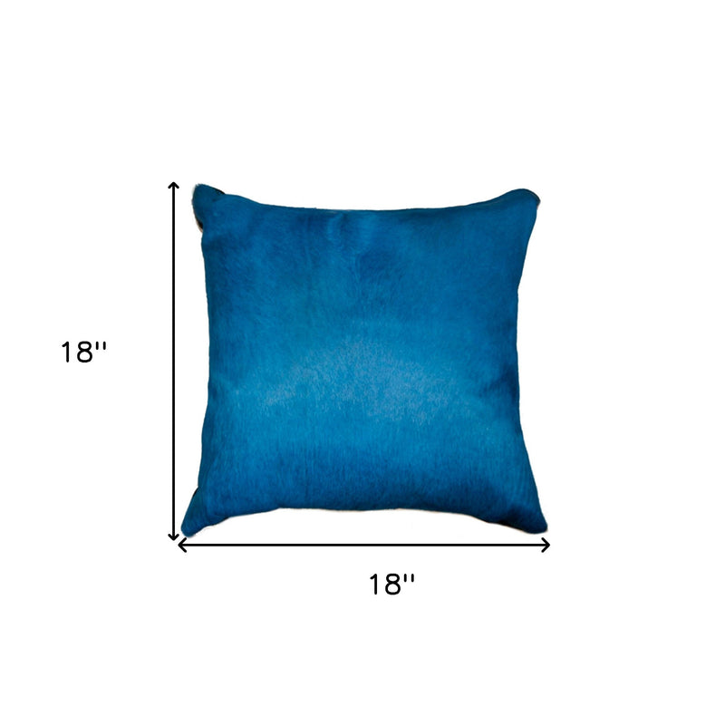18" Blue Cowhide Throw Pillow - Home Decor