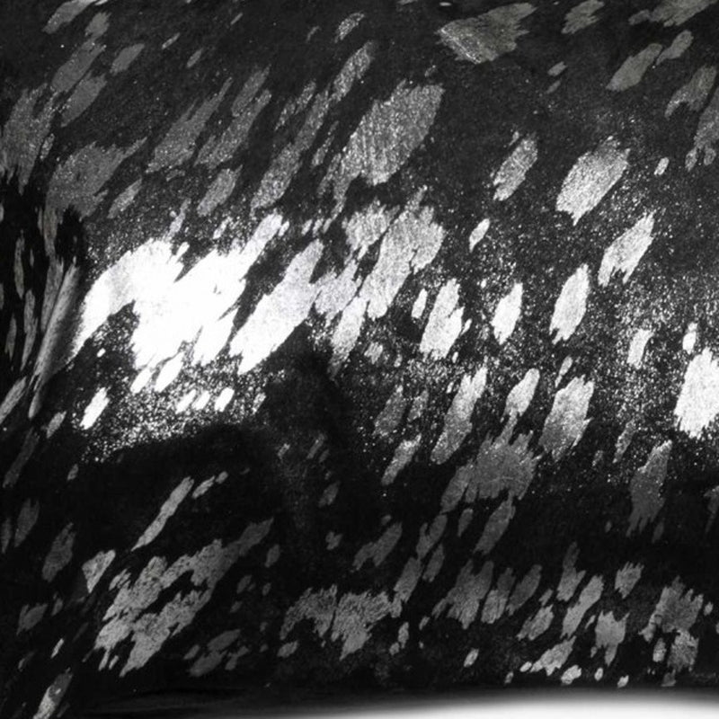 12" X 20" Black and Silver Cowhide Throw Pillow - Home Decor