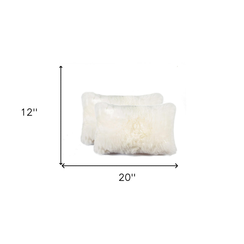 Set of Two 12" X 20" Natural Cowhide Throw Pillow - Home Decor