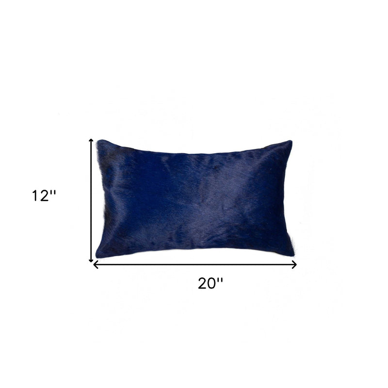 12" X 20" Navy Cowhide Throw Pillow - Home Decor