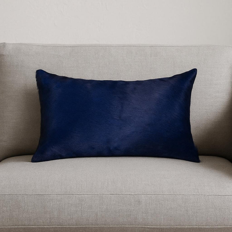 12" X 20" Navy Cowhide Throw Pillow - Home Decor