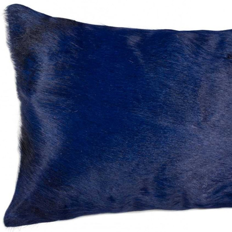 12" X 20" Navy Cowhide Throw Pillow - Home Decor