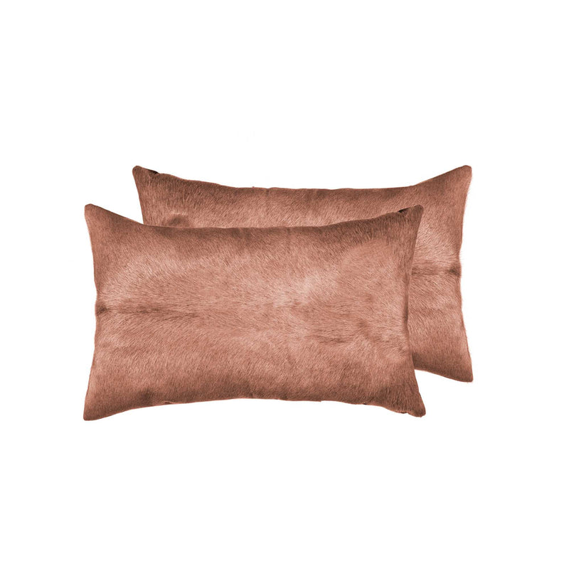 Set of Two 12" X 20" Brown Cowhide Throw Pillow - Home Decor