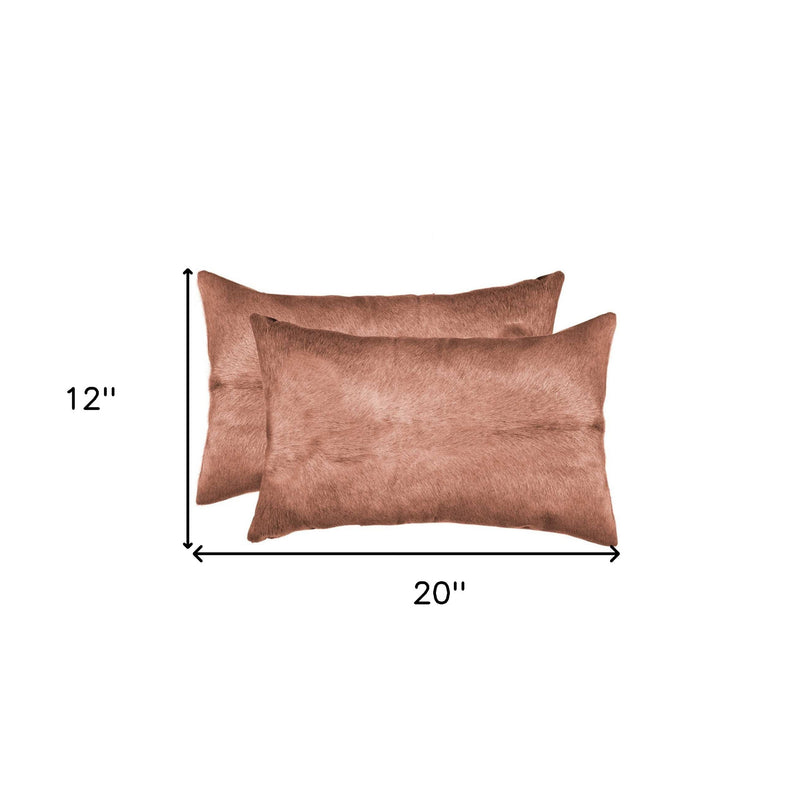 Set of Two 12" X 20" Brown Cowhide Throw Pillow - Home Decor