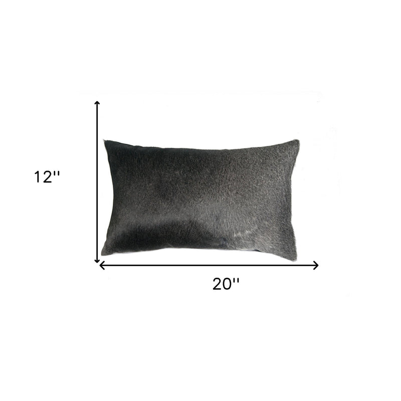 12 X 20 Gray And White Cowhide Throw Pillow - Home Decor