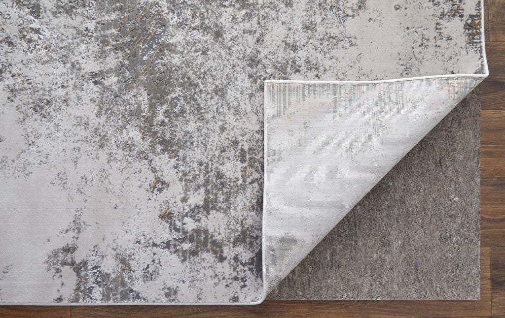 2' X 3' Gray and Silver Abstract Power Loom Worn Faded Area Rug - Home & Garden