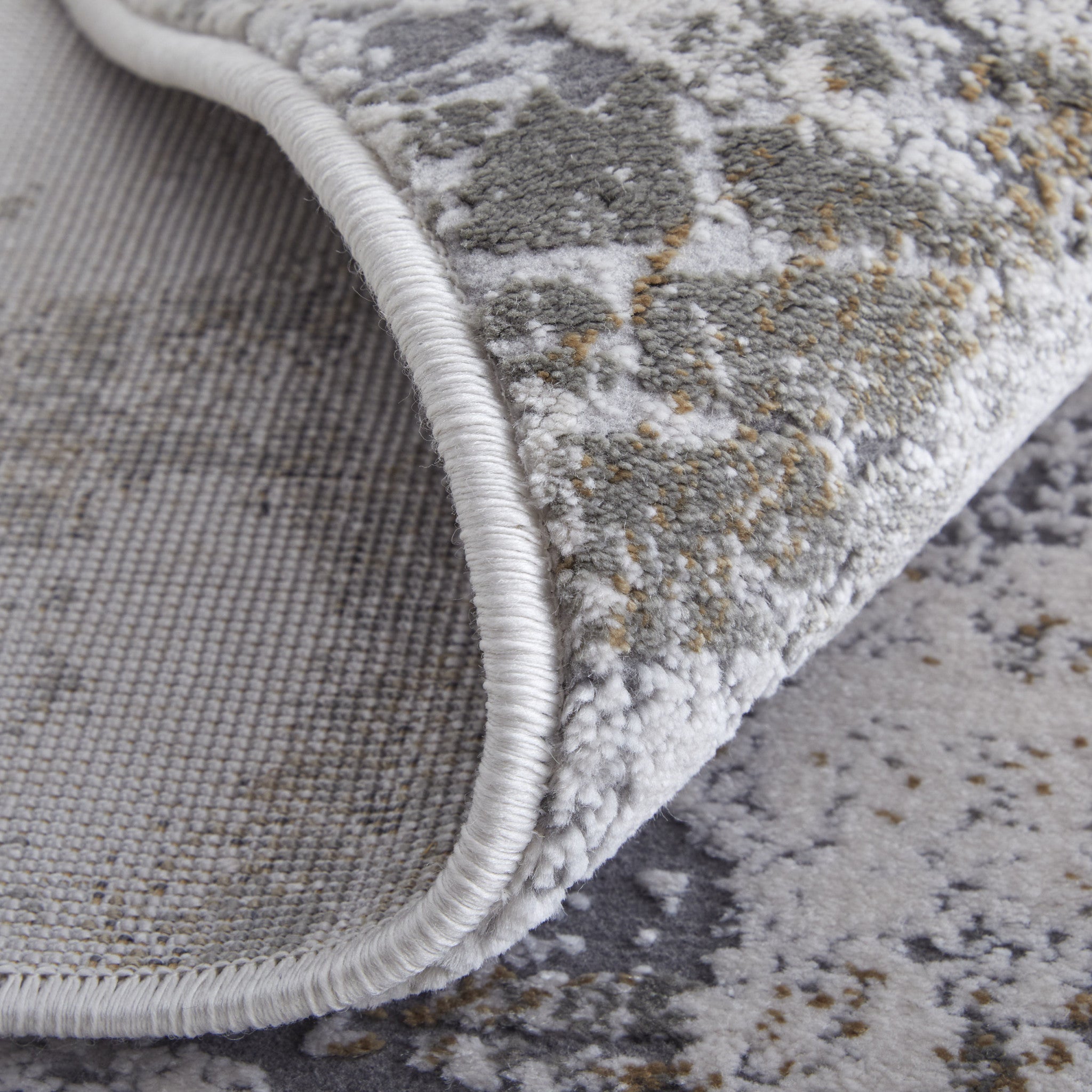 2' X 3' Gray and Silver Abstract Power Loom Worn Faded Area Rug - Home & Garden