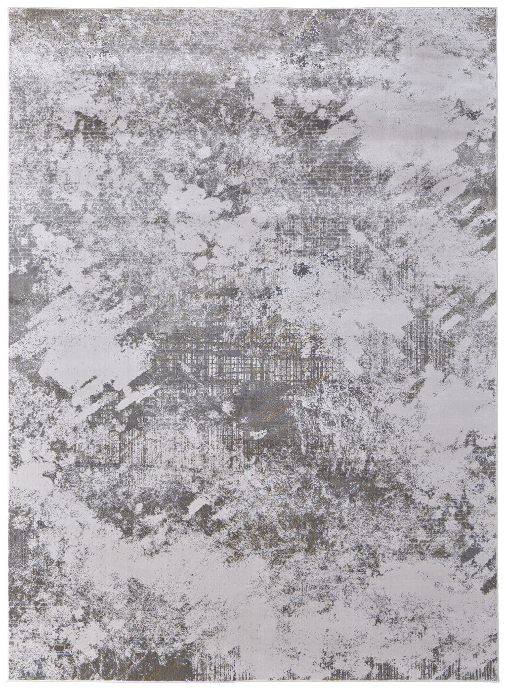 2' X 3' Gray and Silver Abstract Power Loom Worn Faded Area Rug - Home & Garden