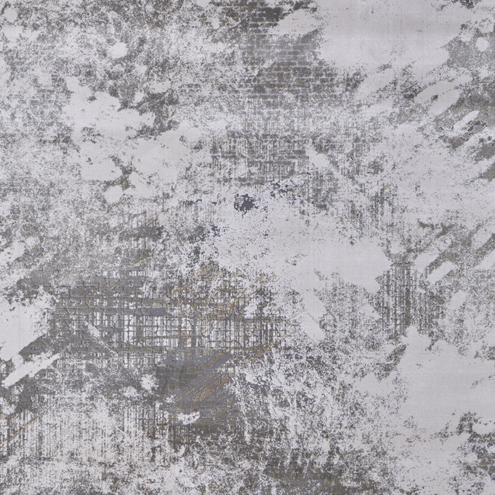 2' X 3' Gray and Silver Abstract Power Loom Worn Faded Area Rug - Home & Garden