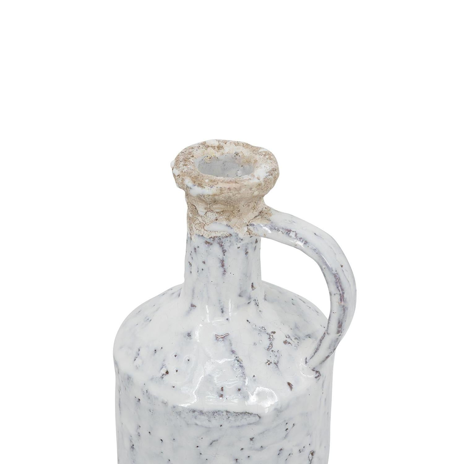 11" White Terracotta Cylinder Jug Vase - Home & Garden