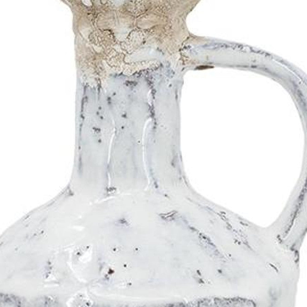 11" White Terracotta Cylinder Jug Vase - Home & Garden
