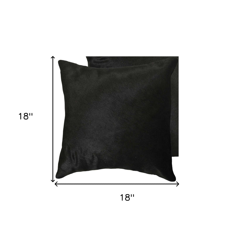Set of Two 18" Black Cowhide Throw Pillows - Home Decor
