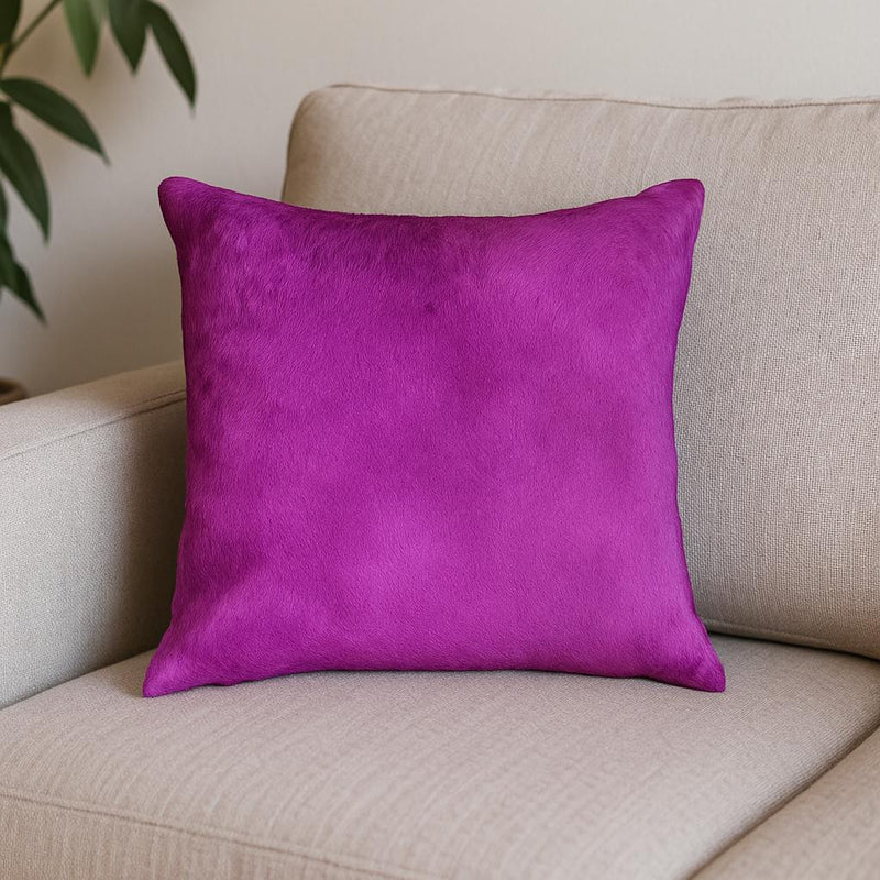 18" Purple Cowhide Cowhide Throw Pillow - Home Decor