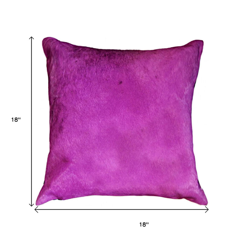 18" Purple Cowhide Cowhide Throw Pillow - Home Decor