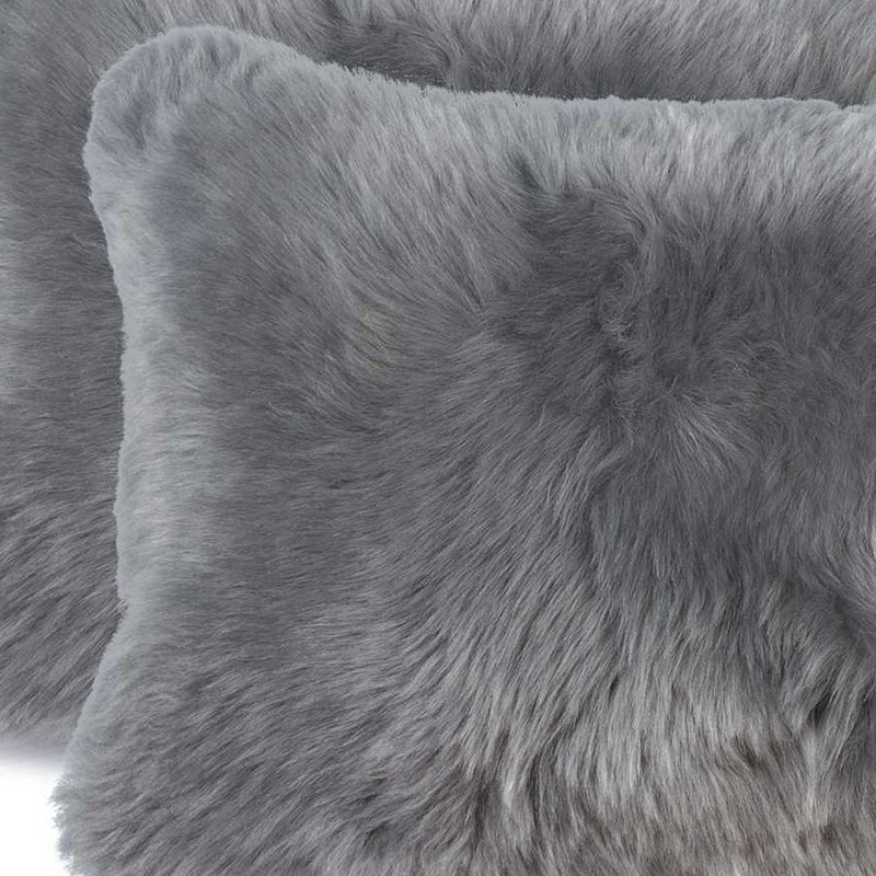12" X 20" X 5" Gray Sheepskin  Pillow 2 Pack - Home Decor