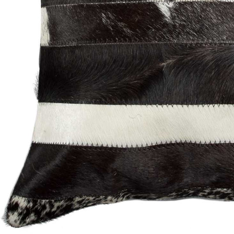 18" White And Black Cowhide Throw Pillow - Home Decor