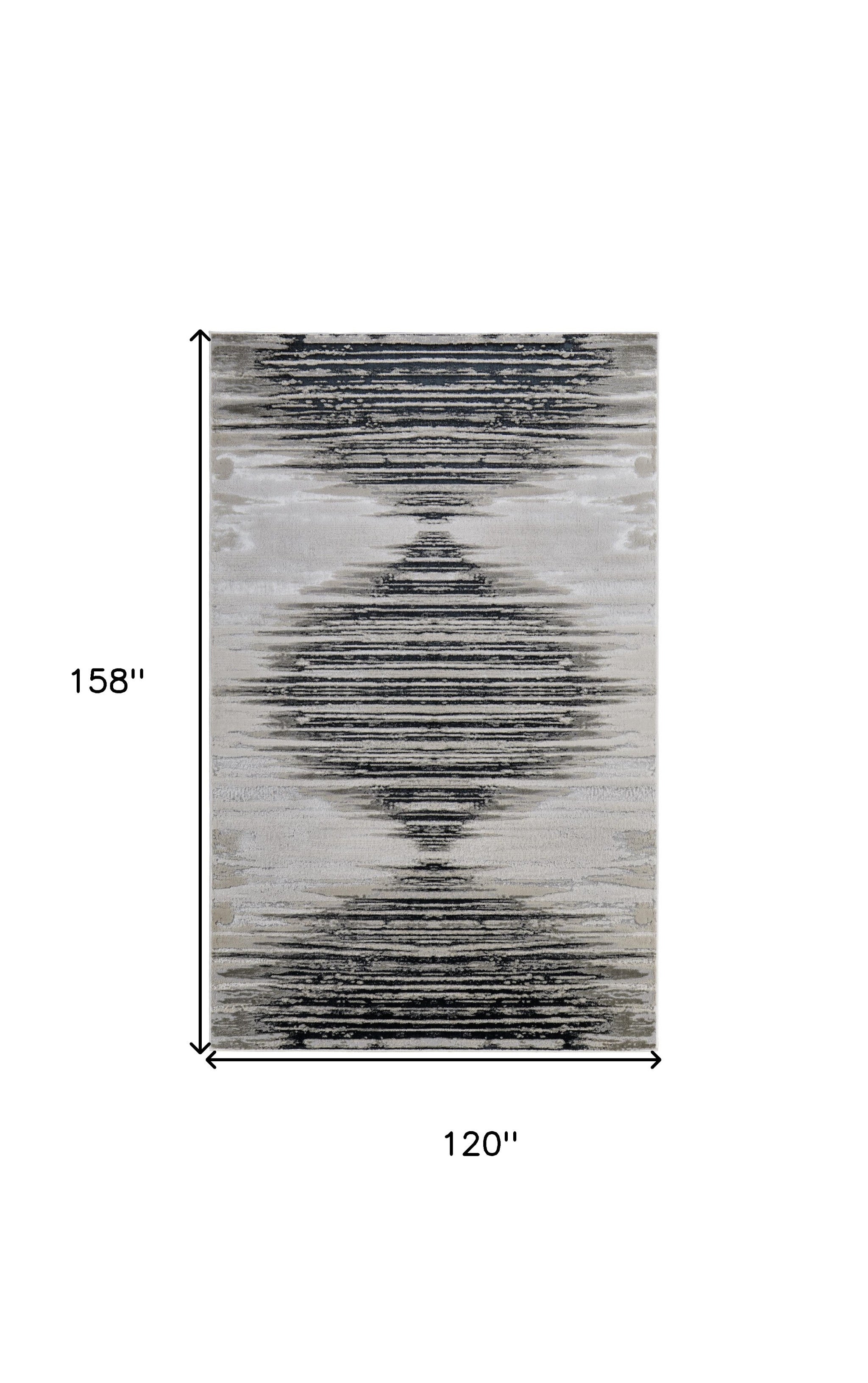 10' X 13' Black Silver And Taupe Geometric Area Rug - Home & Garden