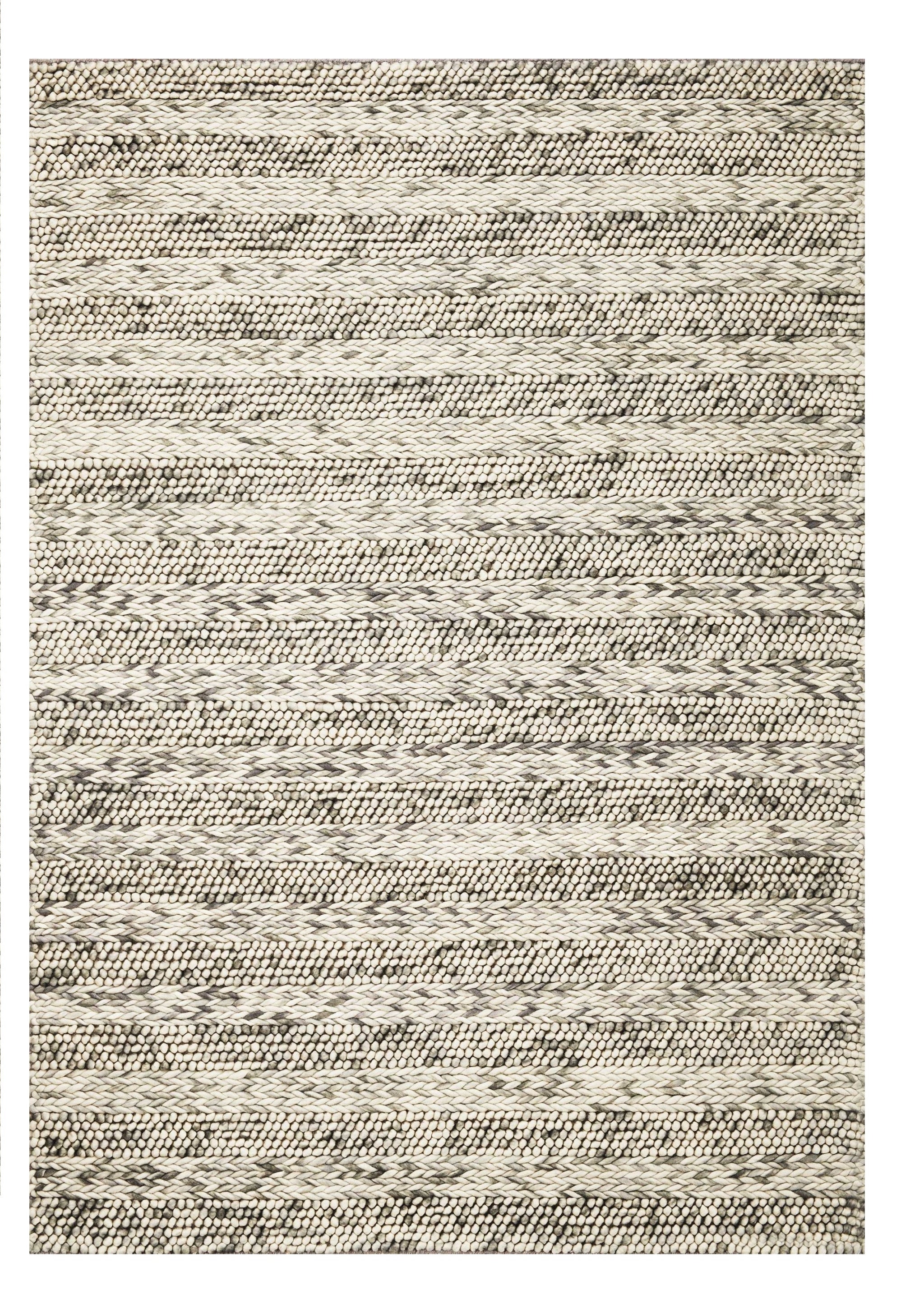 5' X 7' Gray And Ivory Wool Striped Hand Woven Area Rug - Home & Garden