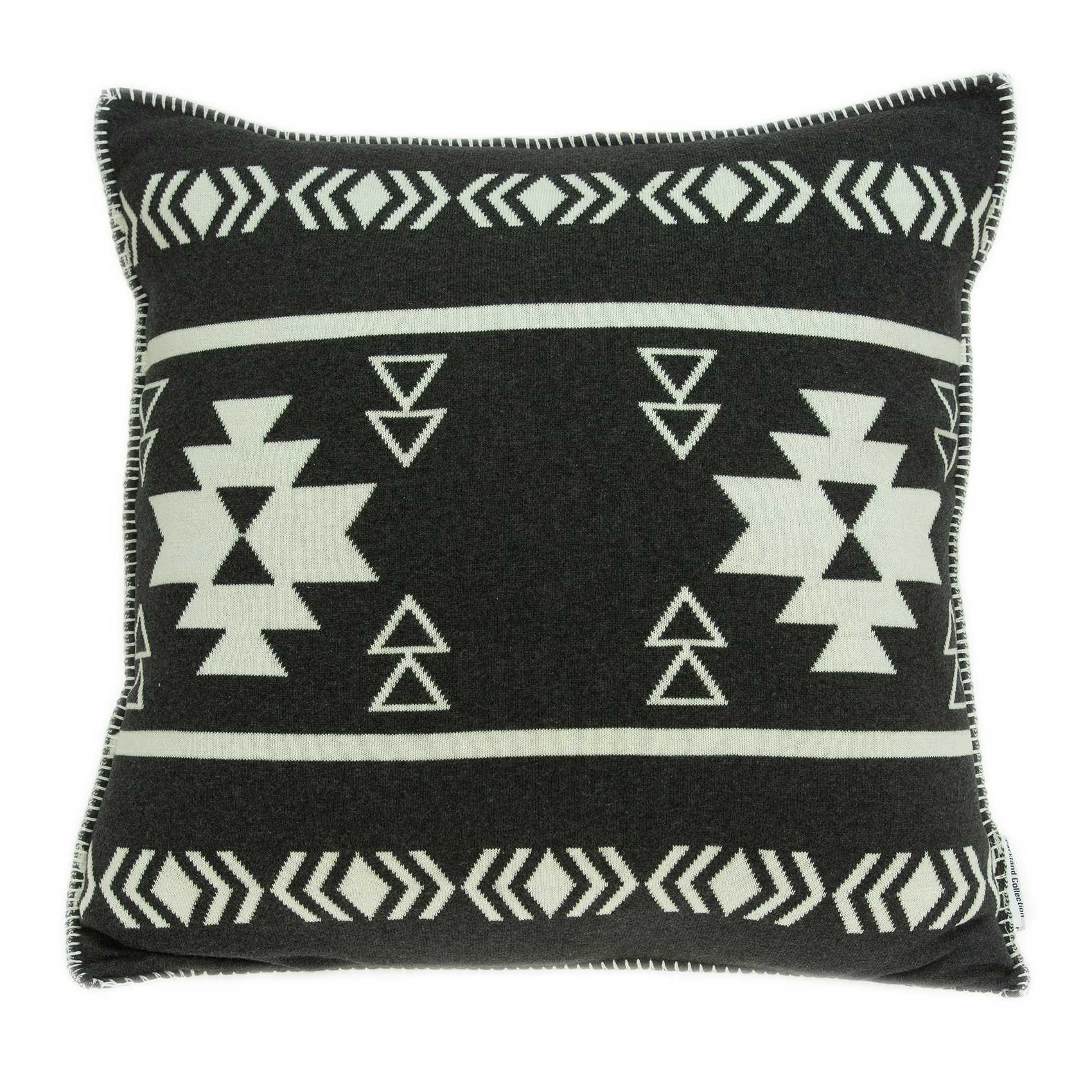 20" X 7" X 20" Southwest Black Cotton Pillow Cover With Poly Insert - Home & Garden
