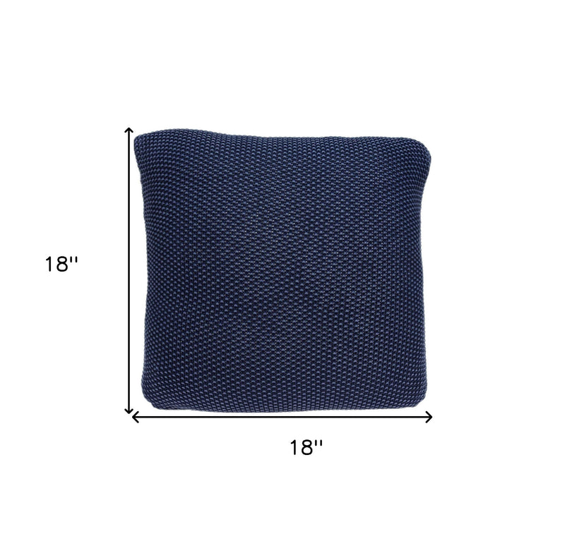 18" X 5" X 18" Transitional Blue Pillow Cover With Poly Insert - Home Decor