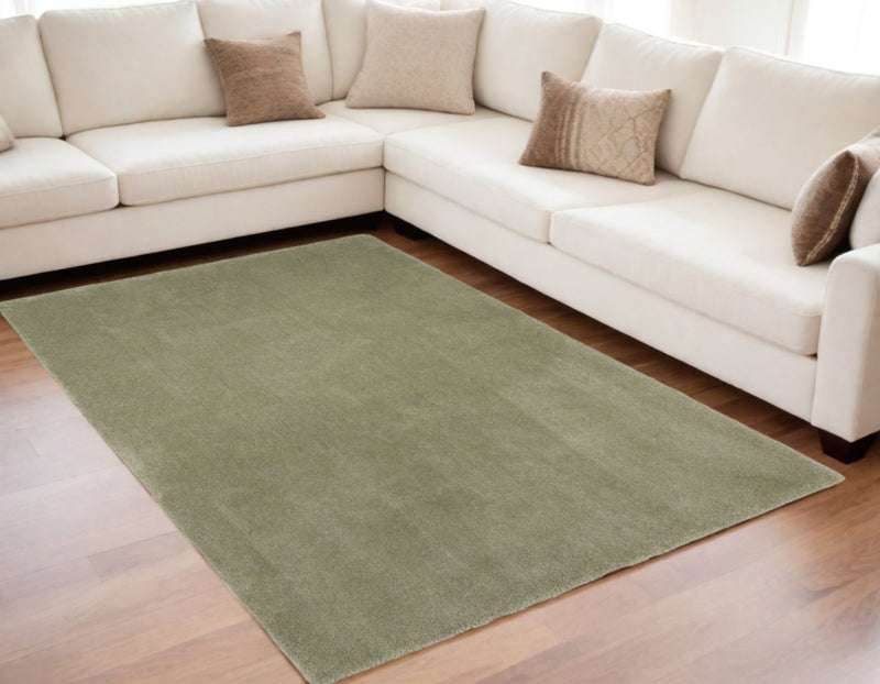 5' X 7' Sage Shag Hand Woven Area Rug - Home Decor