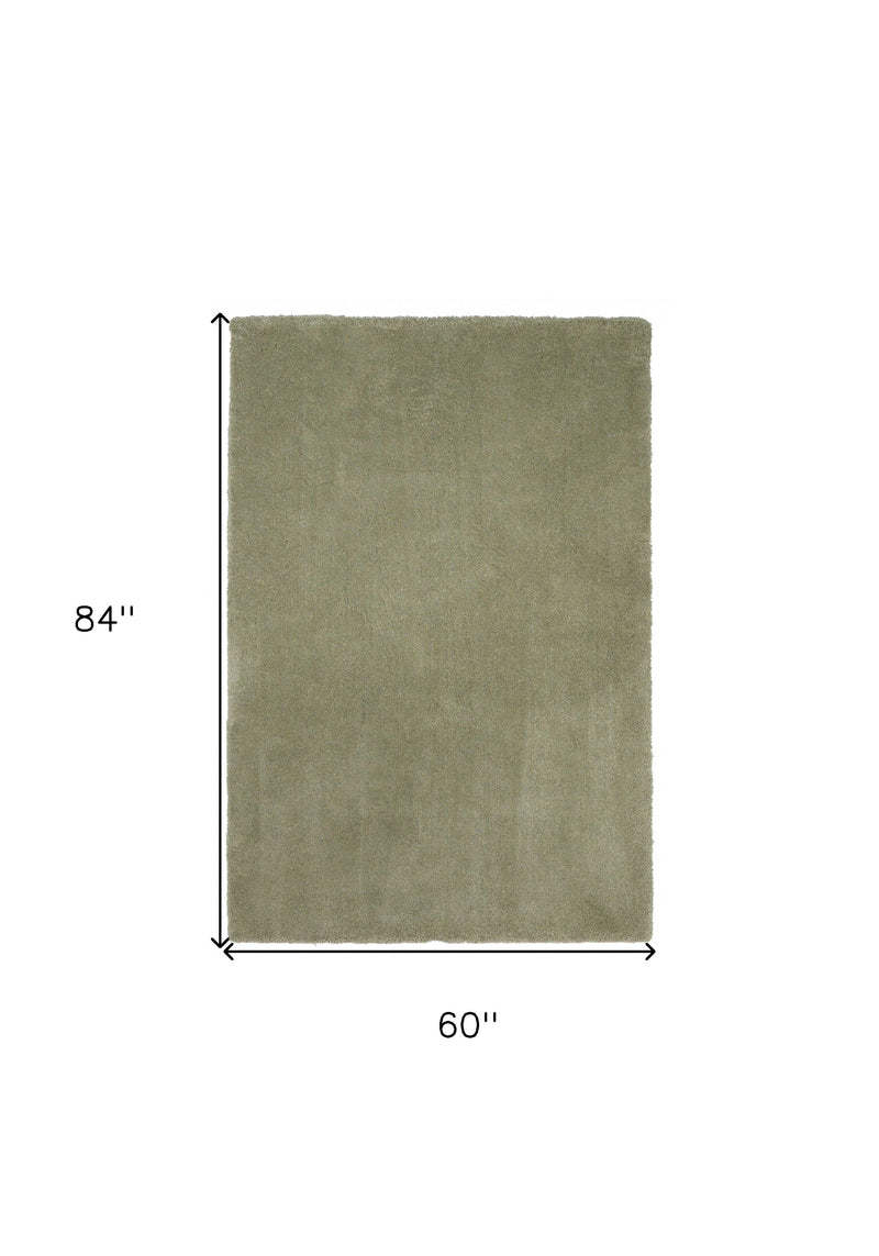 5' X 7' Sage Shag Hand Woven Area Rug - Home Decor