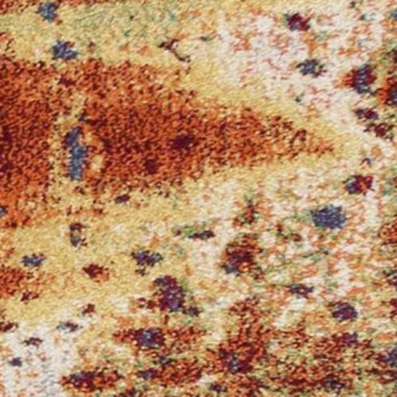 5' X 8' Blue Rust And Orange Abstract Area Rug - Home Decor