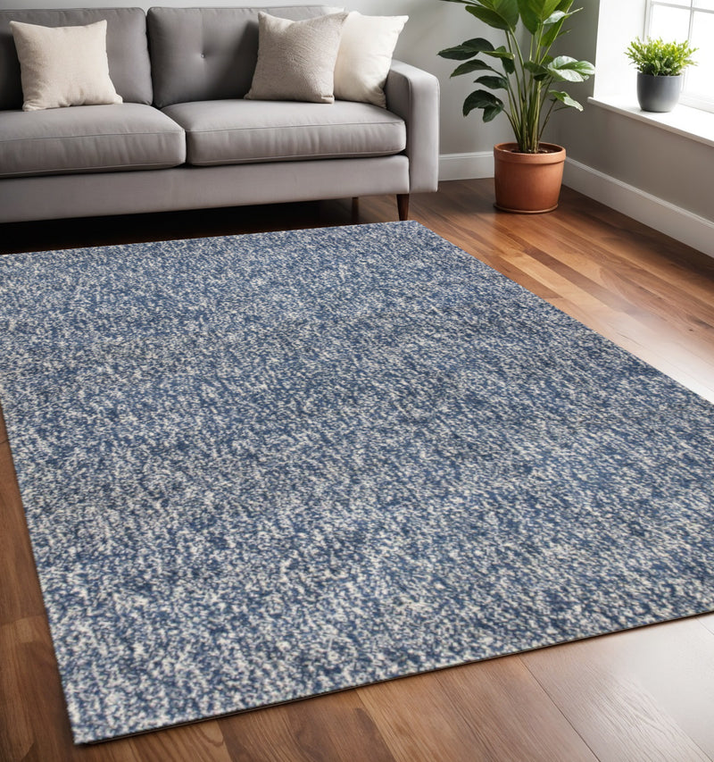 5' X 7' Indigo And Ivory Abstract Hand Woven Area Rug - Home Decor