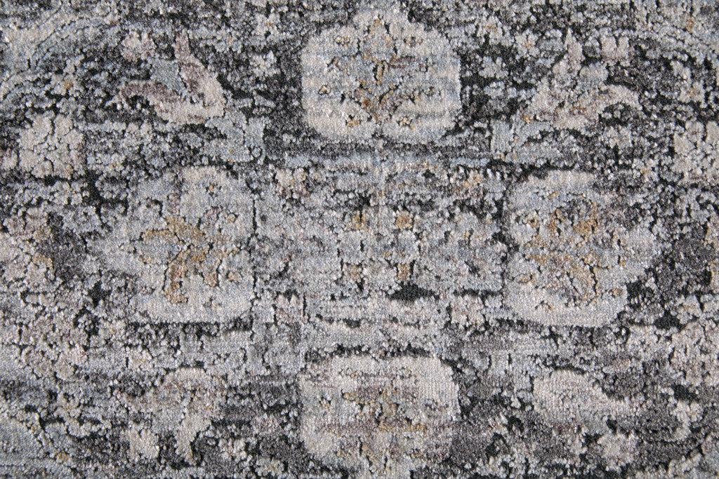 2' X 3' Gray and Silver Oriental Power Loom Worn Faded Area Rug - Home & Garden