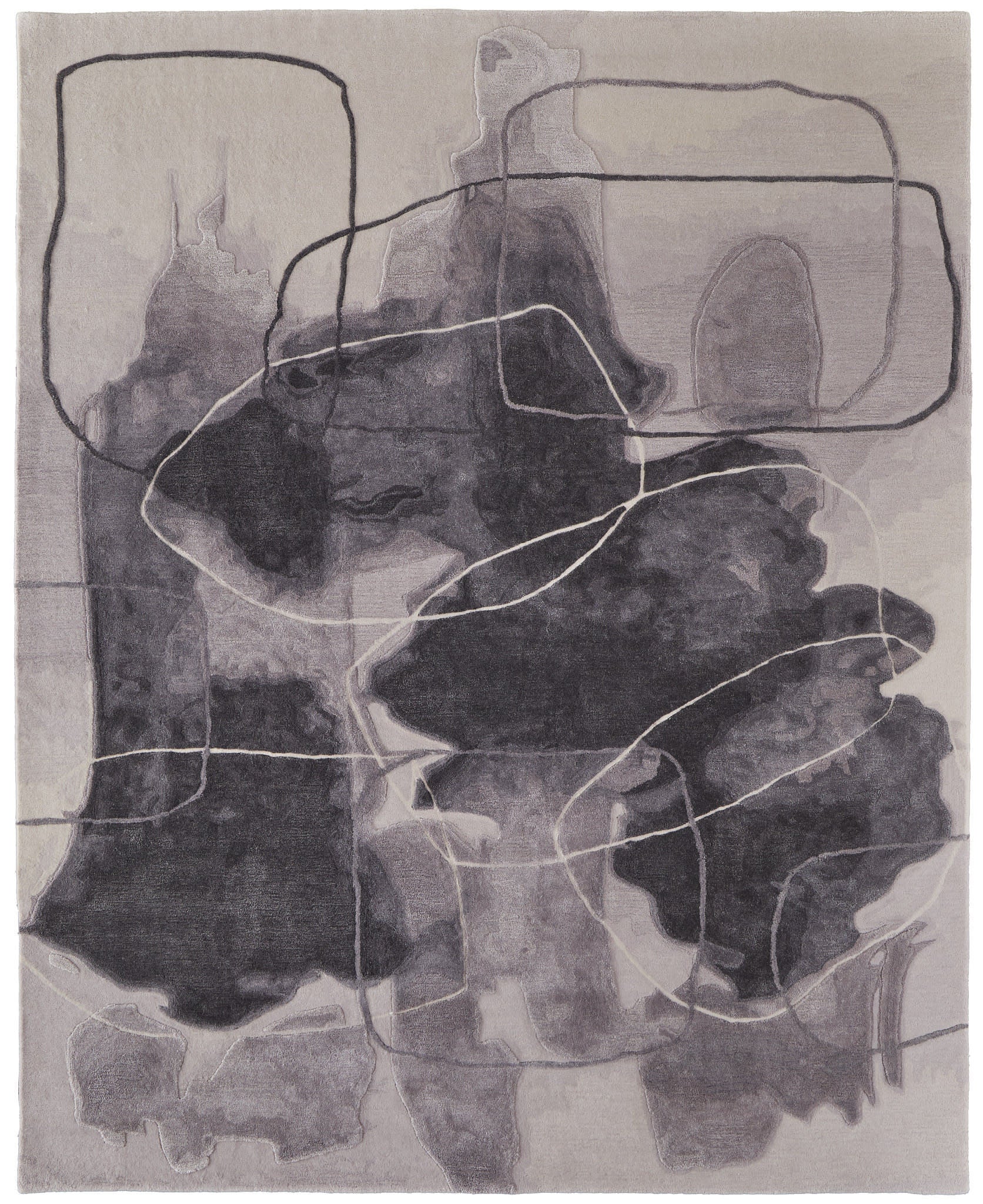 2' X 3' Gray and Ivory Abstract Hand Tufted Area Rug - Home & Garden