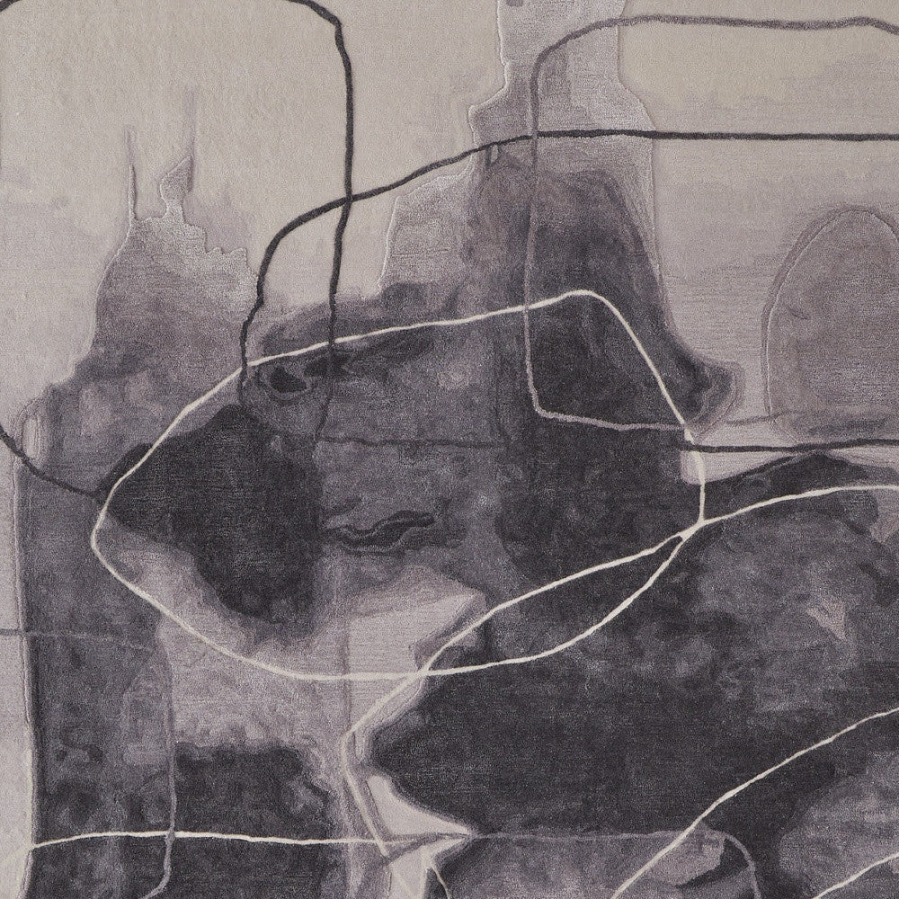 2' X 3' Gray and Ivory Abstract Hand Tufted Area Rug - Home & Garden