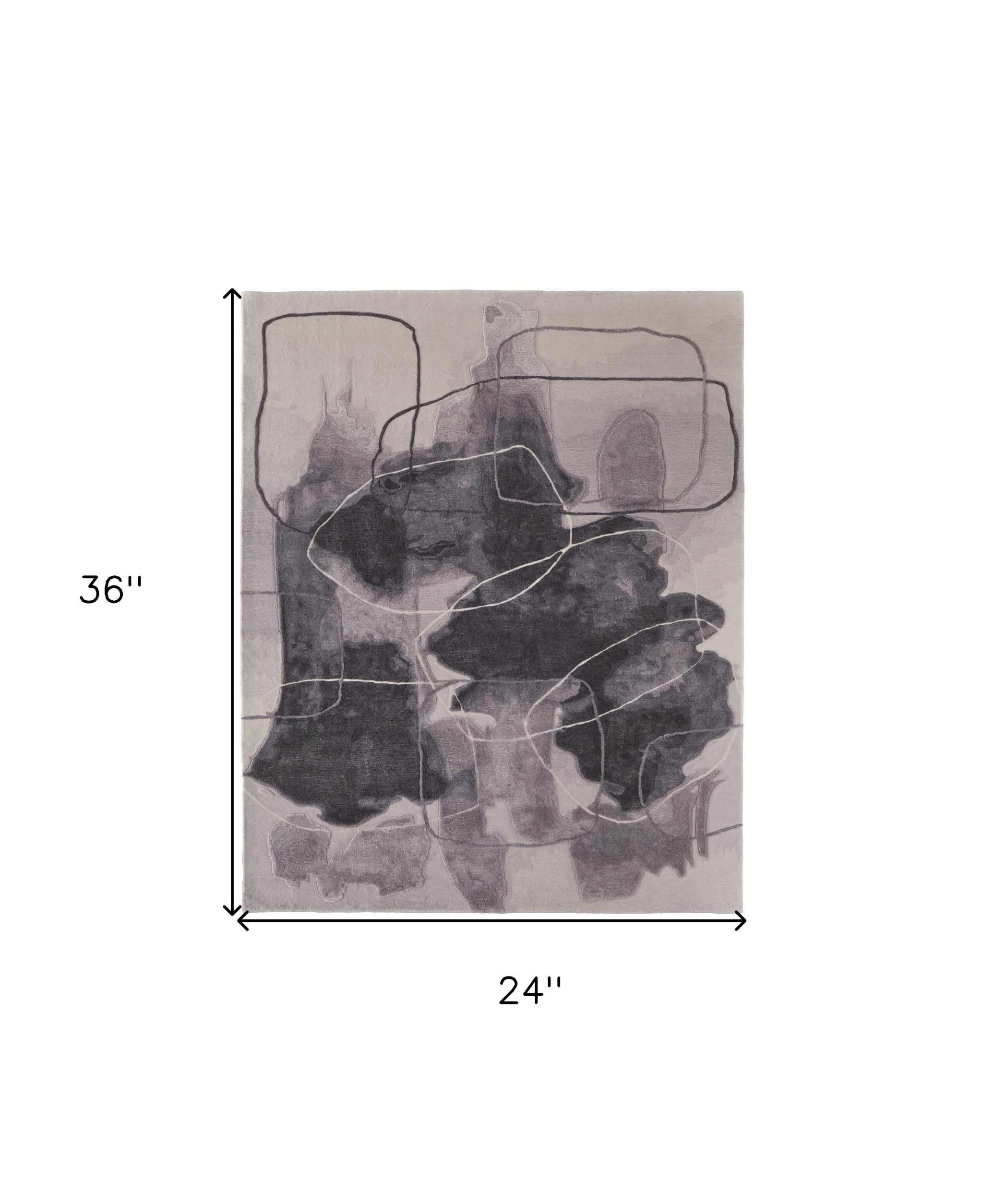 2' X 3' Gray and Ivory Abstract Hand Tufted Area Rug - Home & Garden