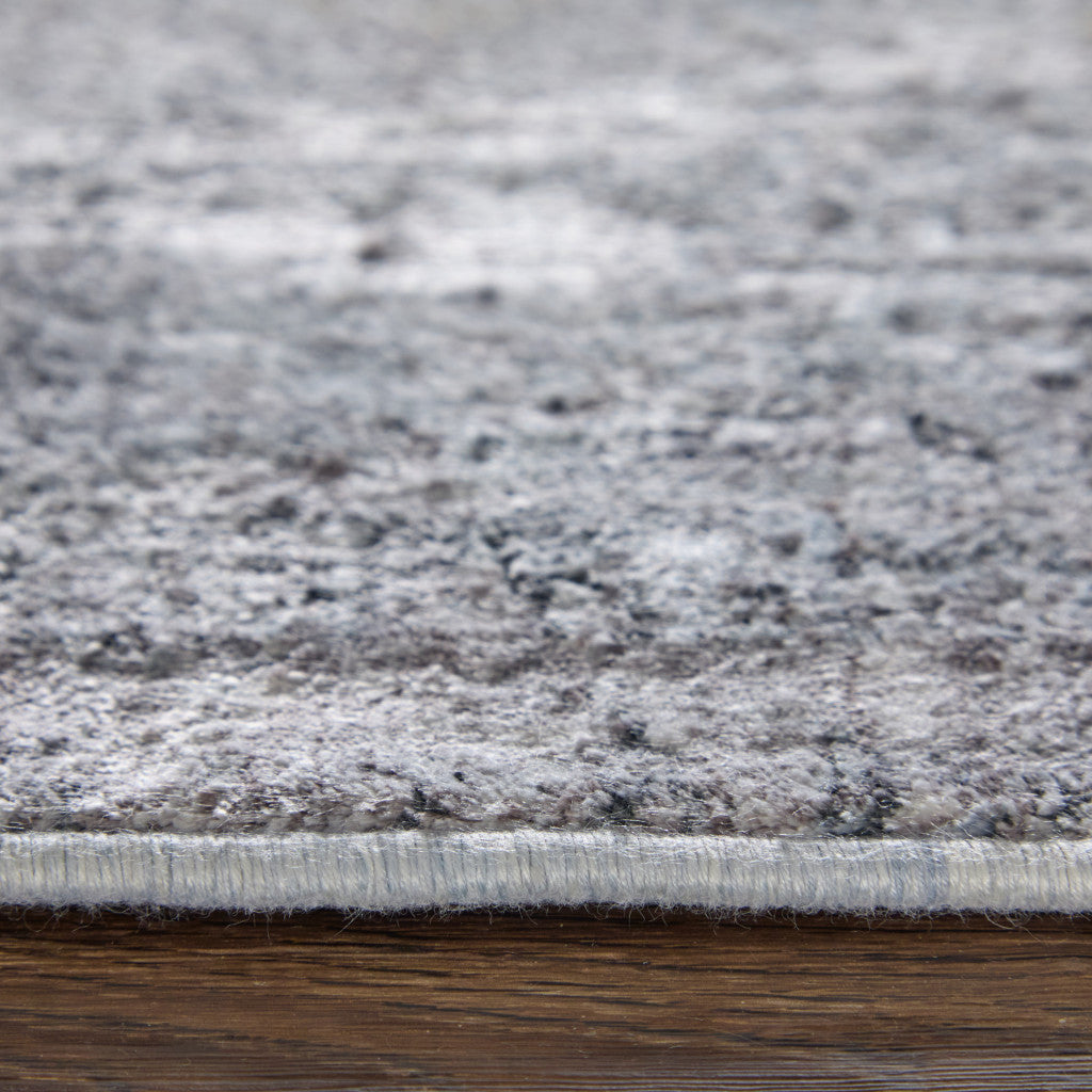 4' X 5' Gray and Silver Oriental Power Loom Worn Faded Area Rug - Home & Garden