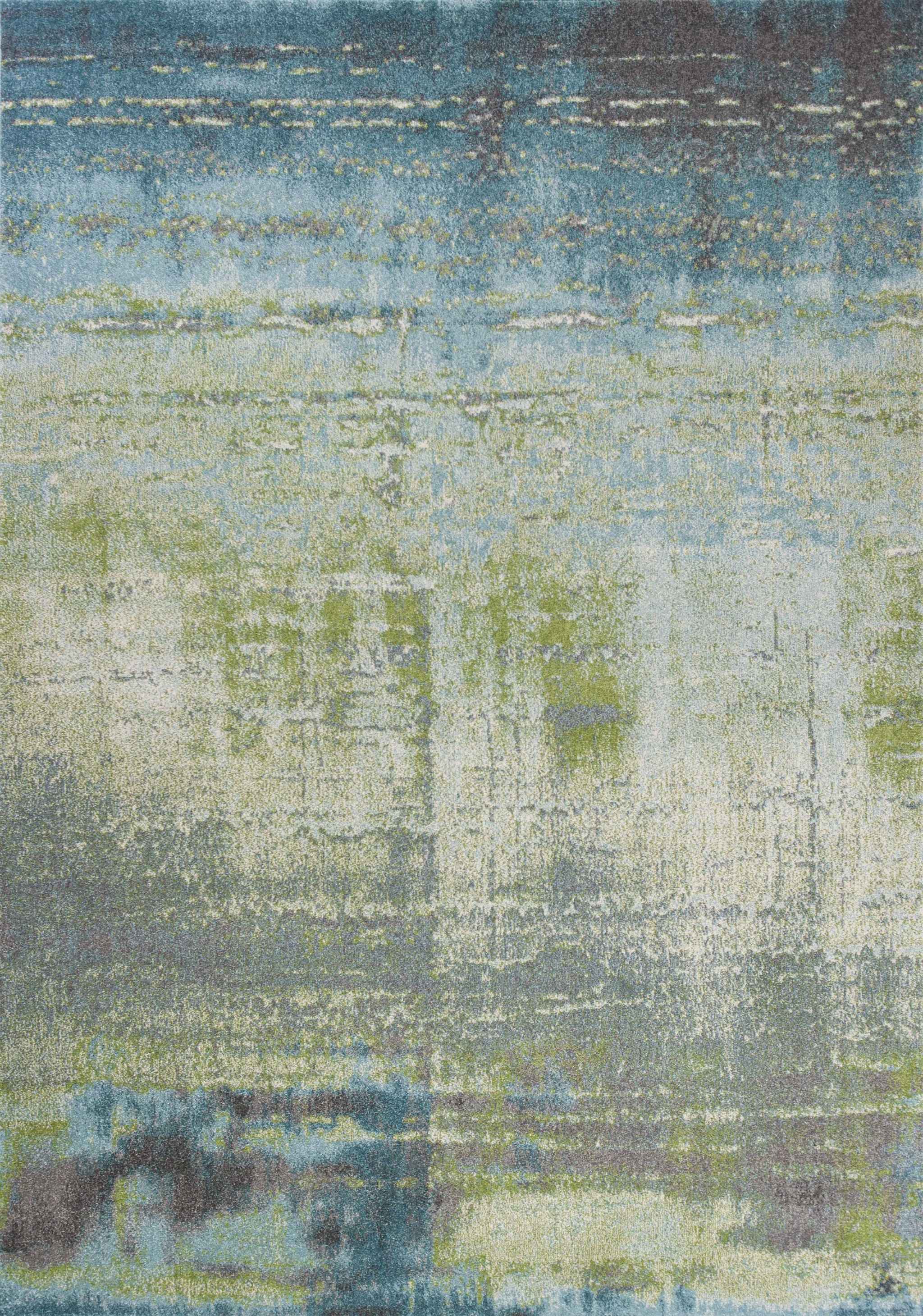 5' X 8' Blue And Green Abstract Area Rug - Home Decor