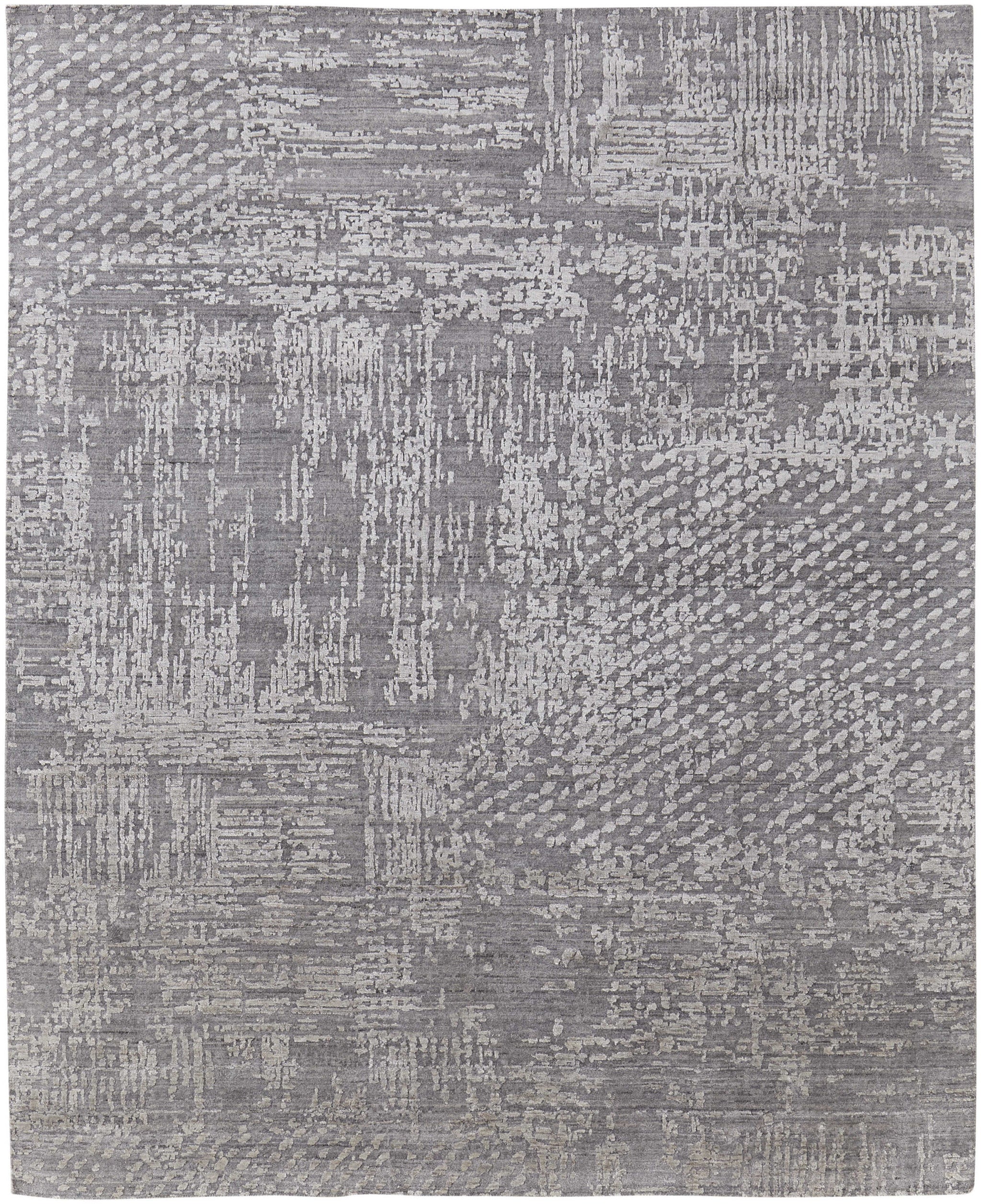 2' X 3' Gray and Silver Abstract Hand Woven Worn Faded Area Rug - Home & Garden