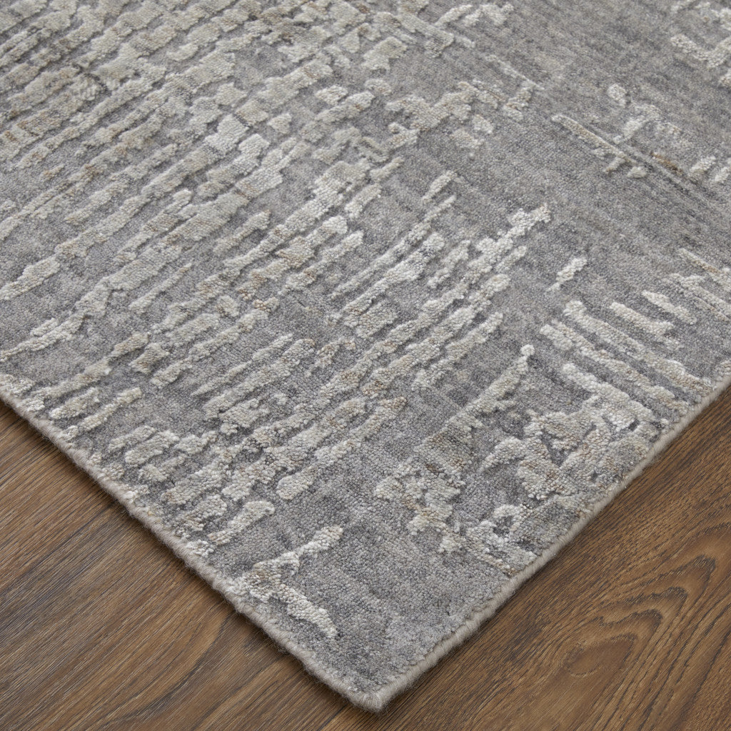 2' X 3' Gray and Silver Abstract Hand Woven Worn Faded Area Rug - Home & Garden