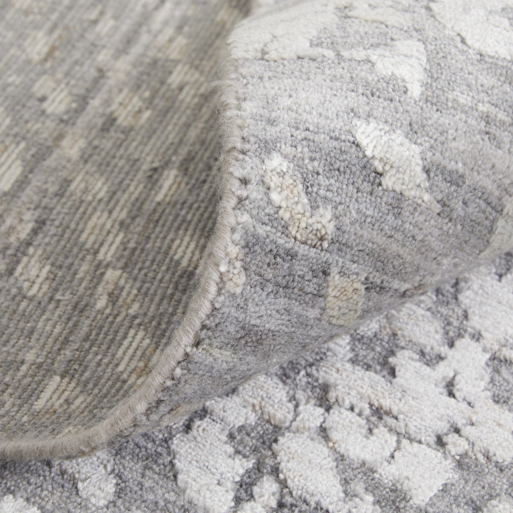 2' X 3' Gray and Silver Abstract Hand Woven Worn Faded Area Rug - Home & Garden
