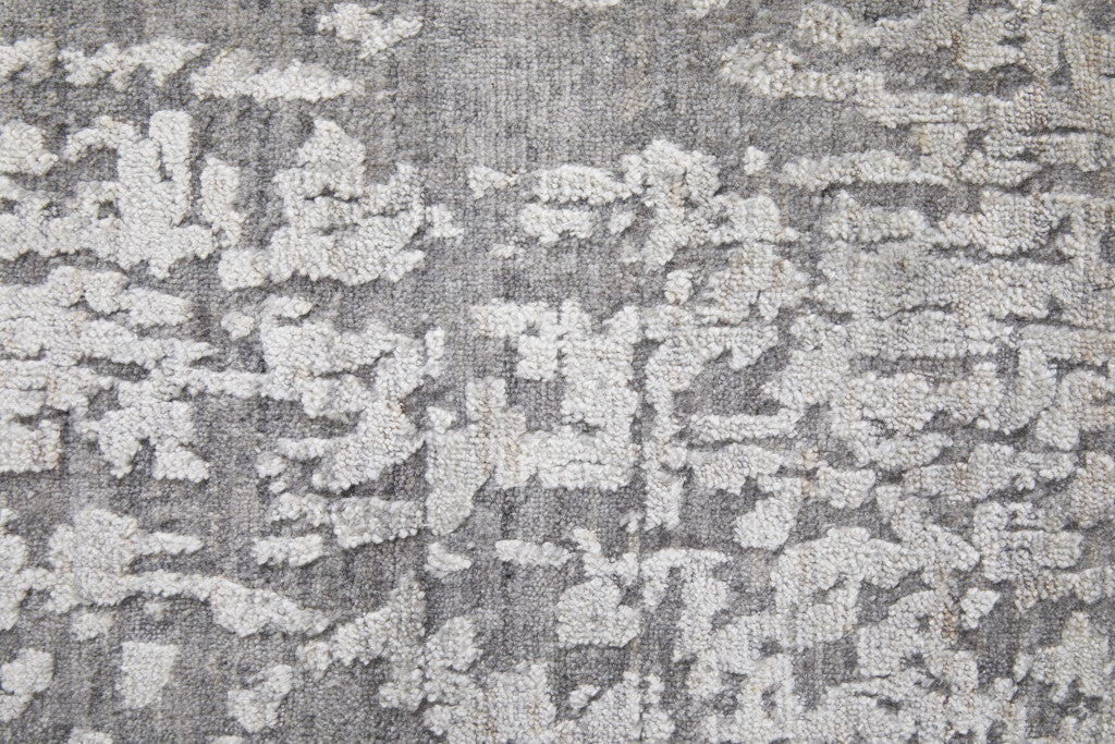 2' X 3' Gray and Silver Abstract Hand Woven Worn Faded Area Rug - Home & Garden