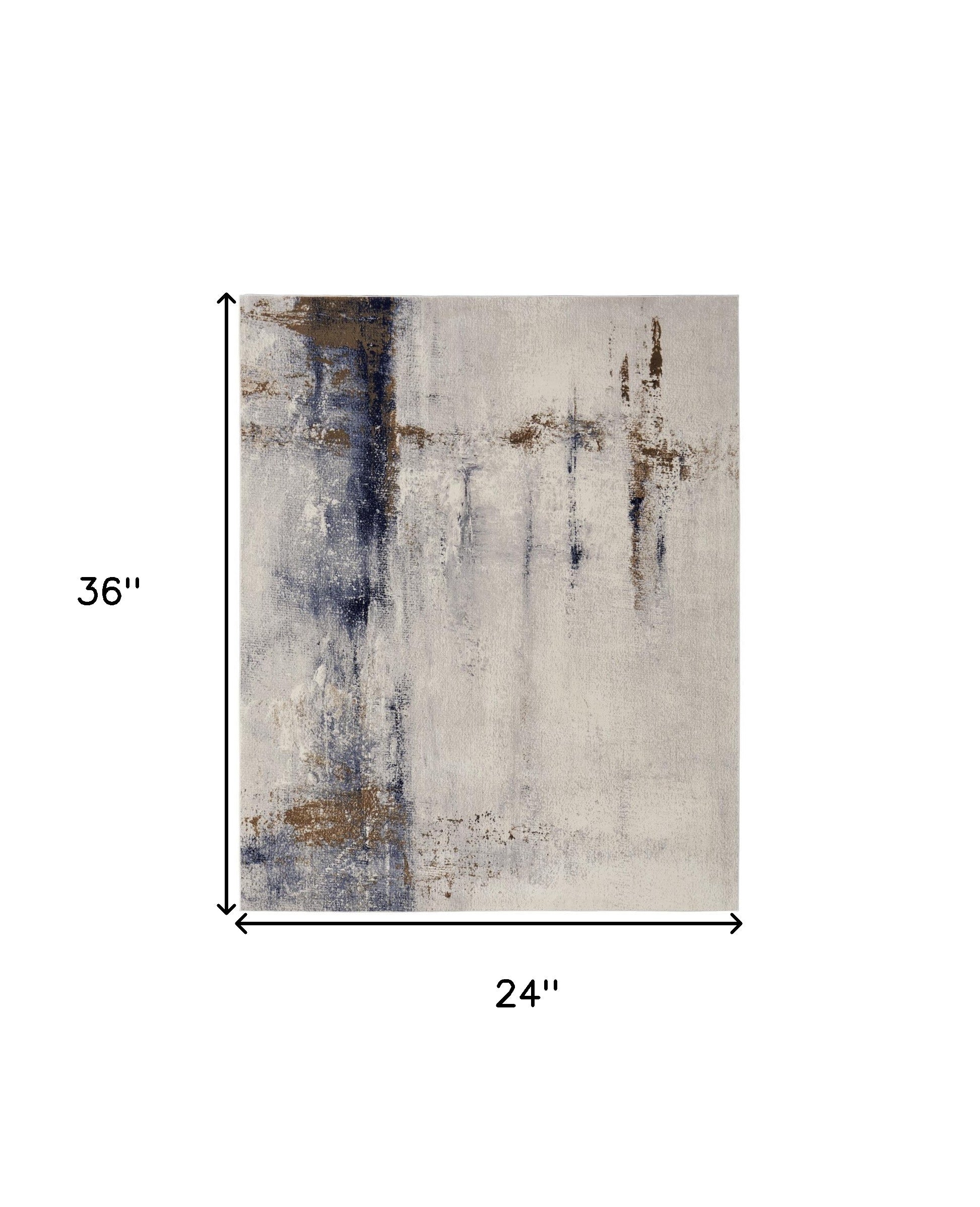 2' X 3' Ivory Blue and Brown Abstract Power Loom Area Rug - Home & Garden