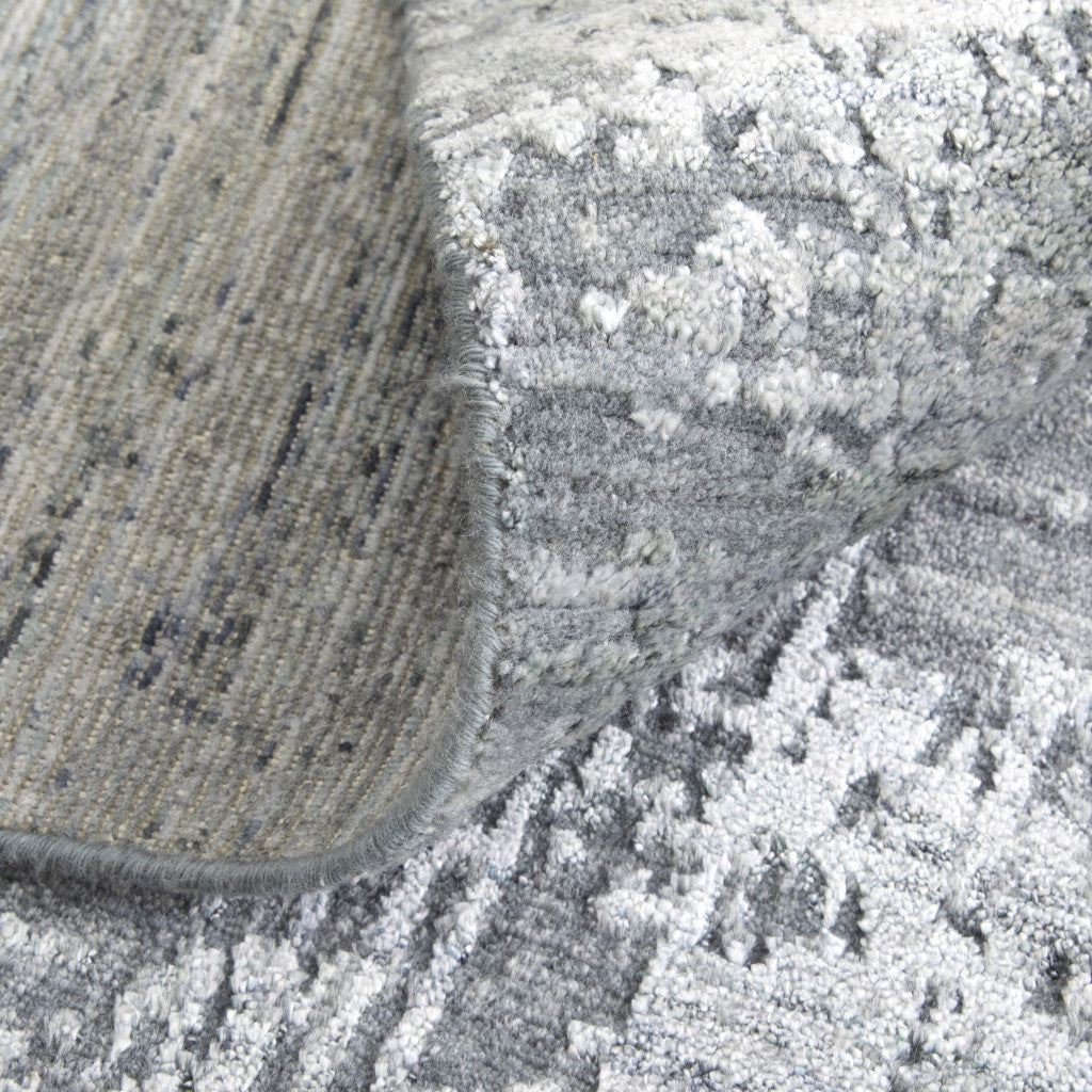 2' X 3' Gray and Silver Abstract Hand Woven Worn Faded Area Rug - Home & Garden