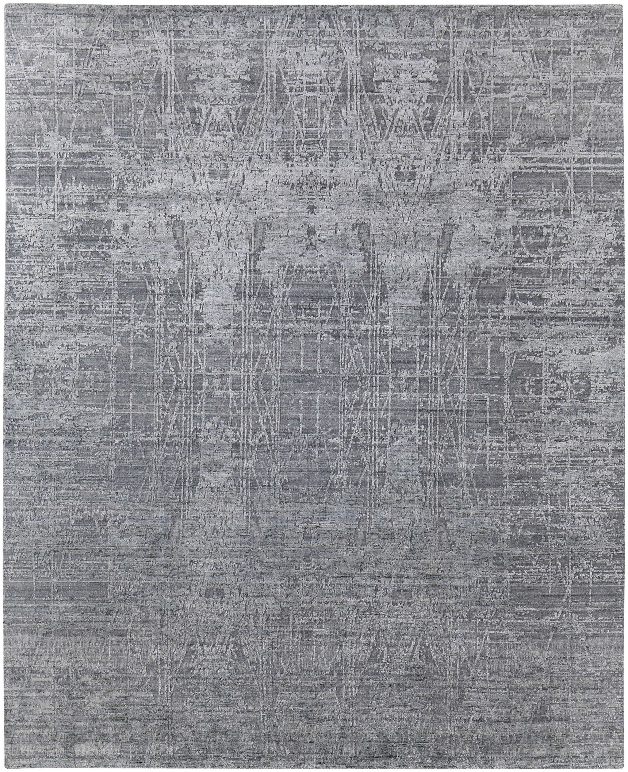 2' X 3' Gray and Silver Abstract Hand Woven Worn Faded Area Rug - Home & Garden