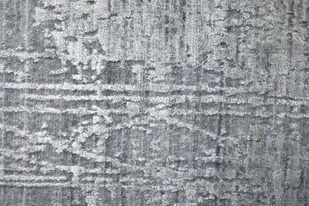 2' X 3' Gray and Silver Abstract Hand Woven Worn Faded Area Rug - Home & Garden