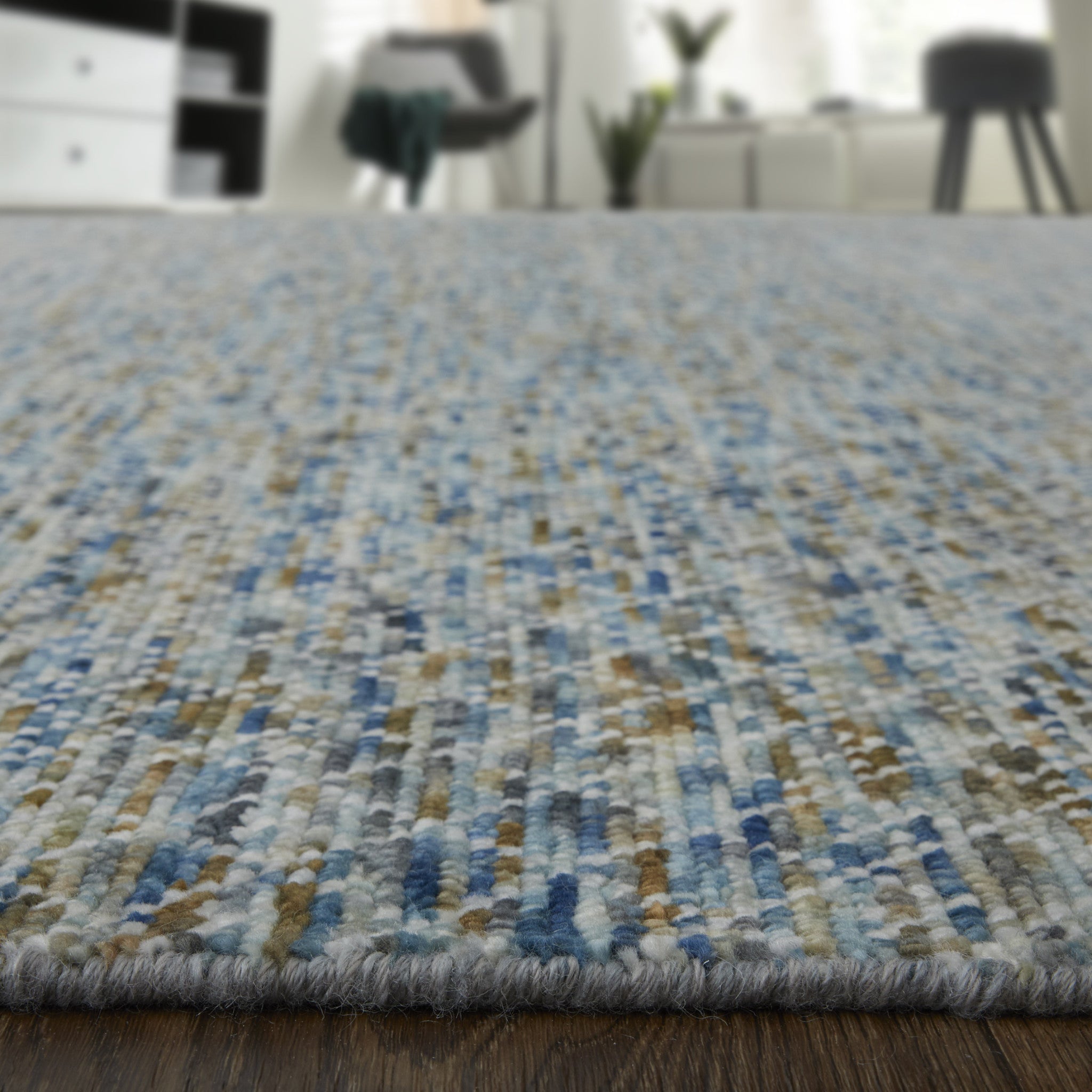 2' X 3' Ivory Blue and Brown Wool Hand Knotted Area Rug With Fringe - Home & Garden