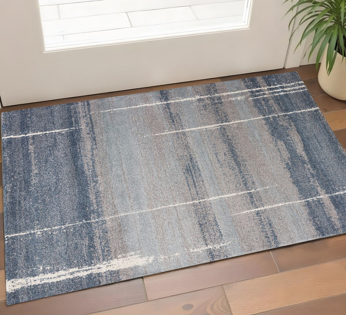 3' X 5' Blue And Gray Abstract Area Rug - Home & Garden