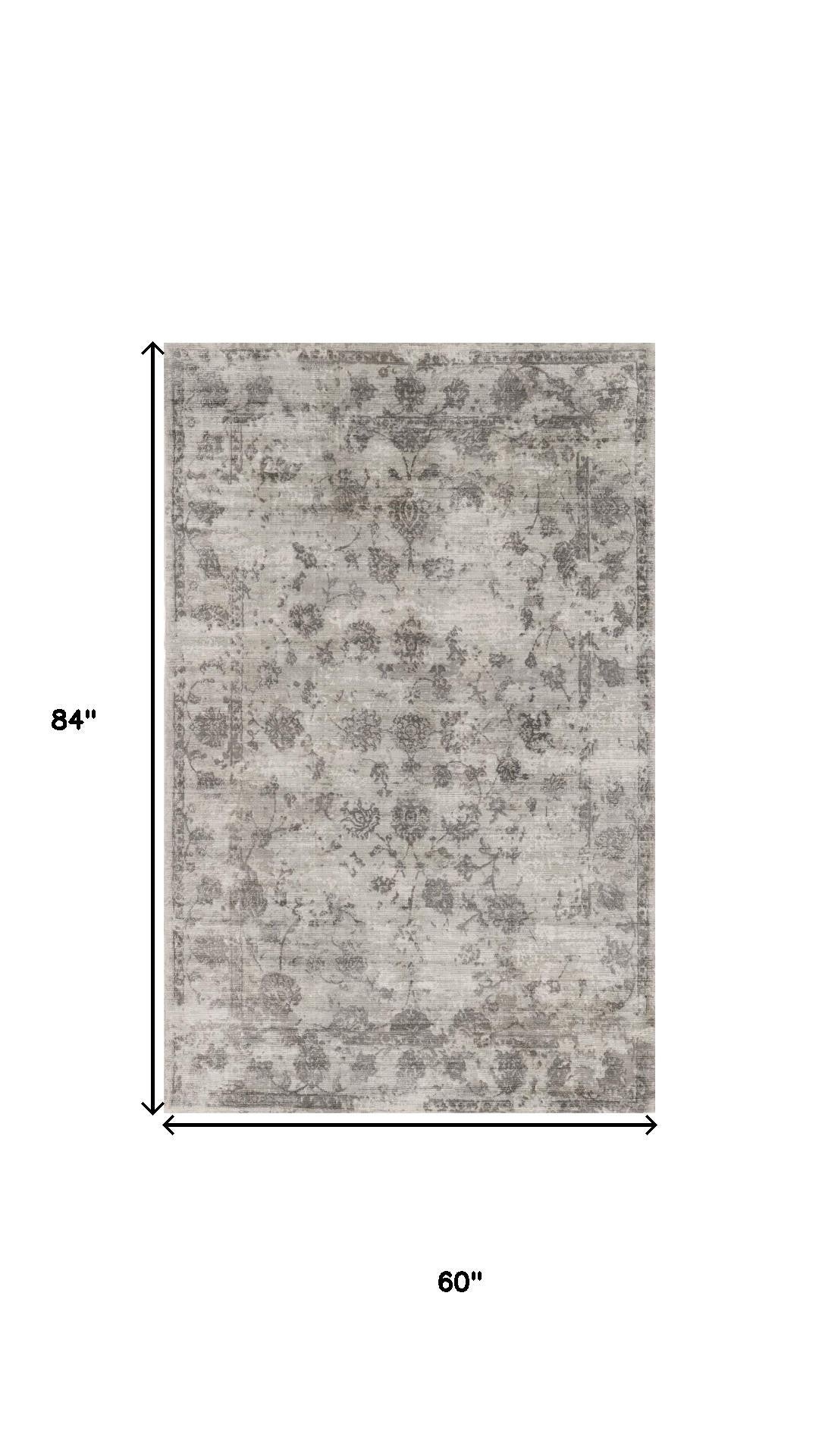 5' X 7' Beige Tan And Gold Abstract Hand Loomed Distressed Area Rug - Home & Garden