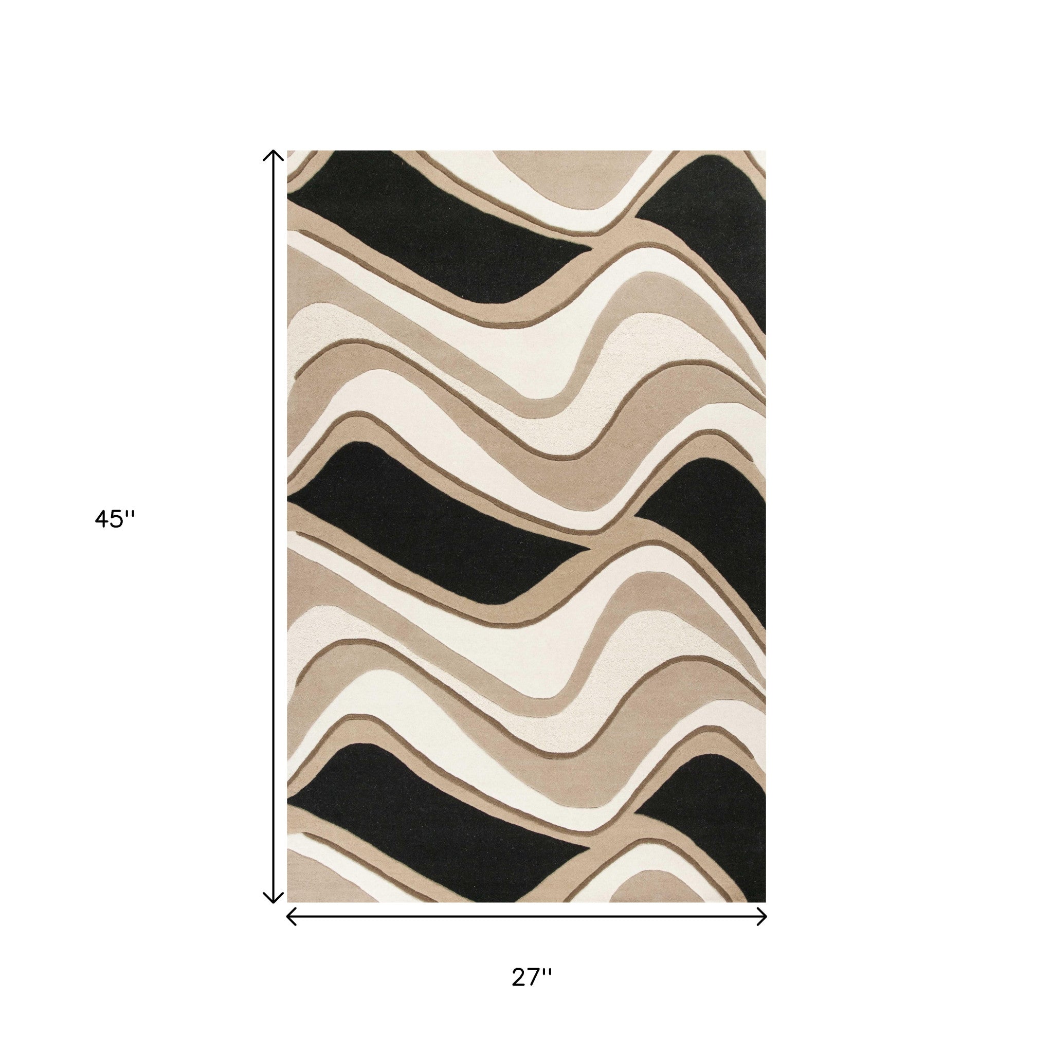 2' X 4' Black And Beige Wool Abstract Hand Tufted Area Rug - Home & Garden